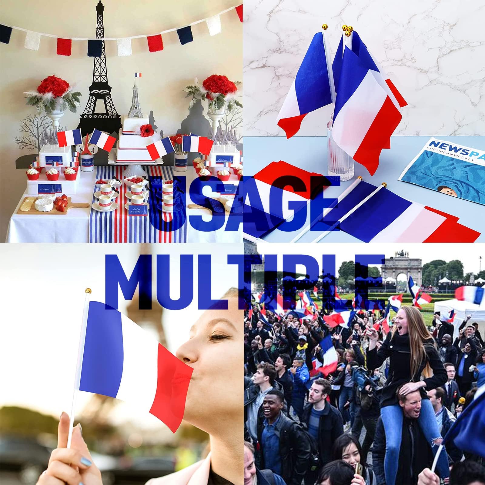 Un Dessin D'un Drapeau Français Avec Un Drapeau Bleu Et Blanc Sur Un Poteau. | Photo Premium