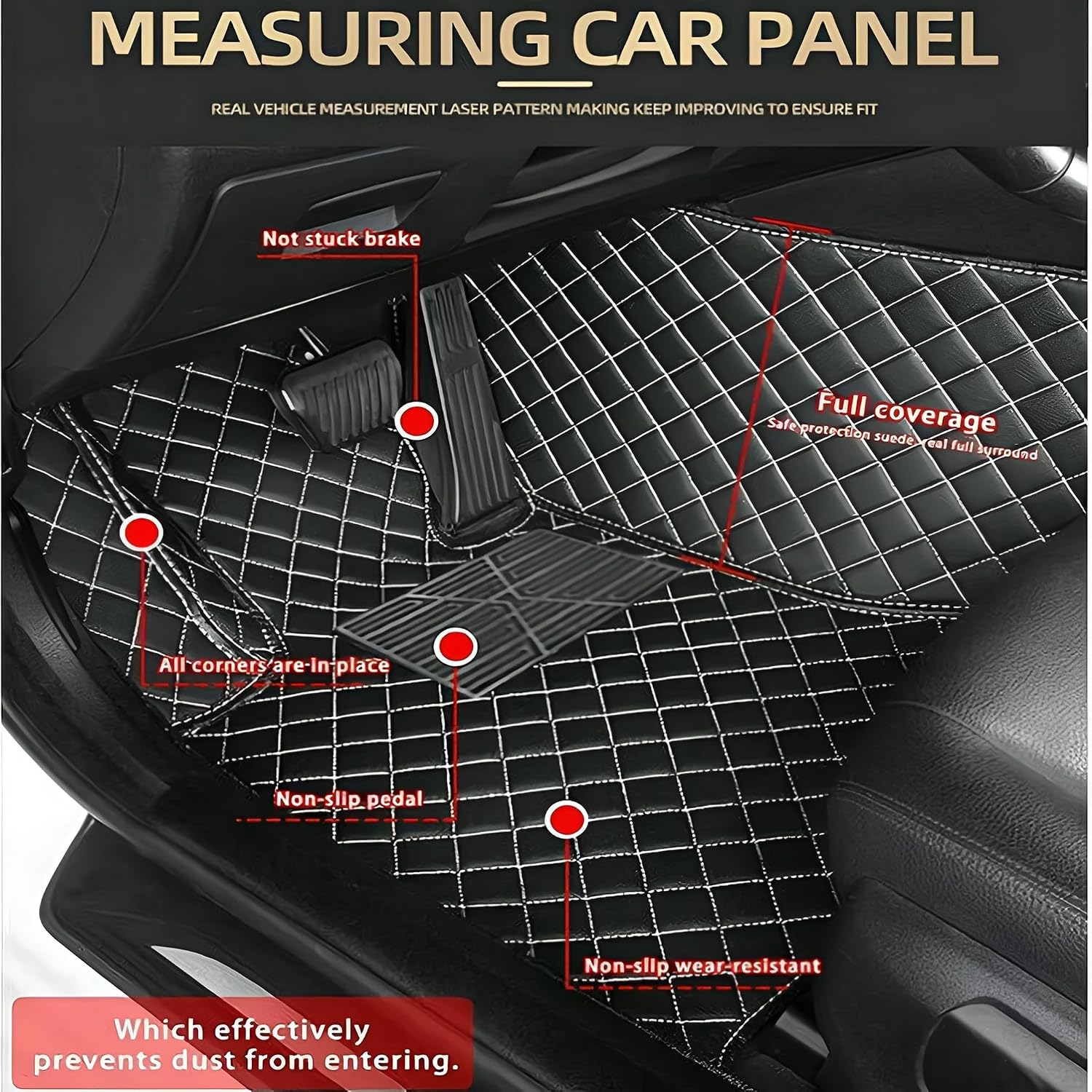 TREGOO Customized All-Weather car mats, Equipped with Anti Slip PVC Heel Pads, Suitable for SUVs, sedans, and General car Floor Lining car Accessories (Black and red Double Spell)