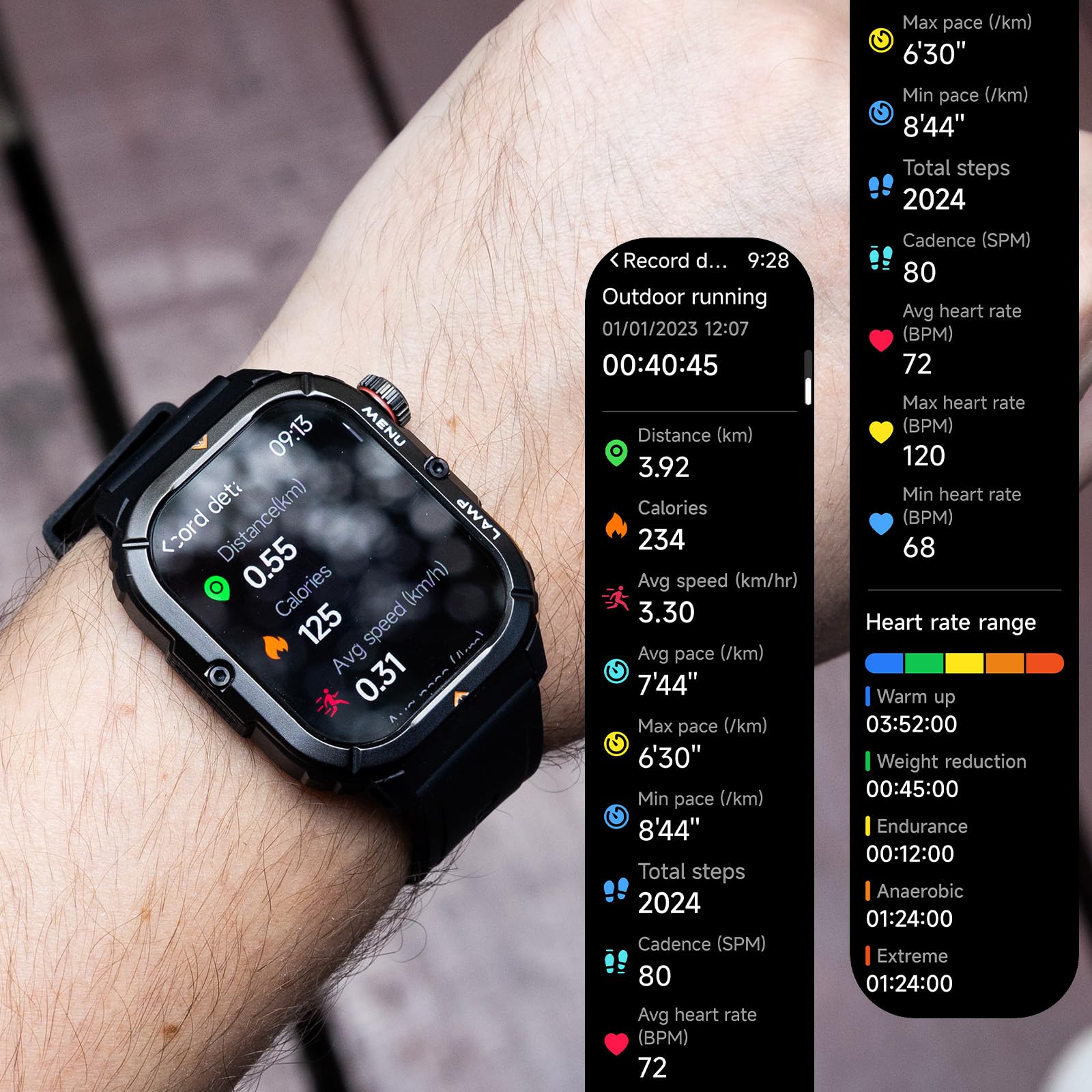 AGM Legion 3 Militär Smartwatch Herren, 1,95" AMOLED Smart Watch mit Telefonfunktion, Outdoor Sportuhr mit Taschenlampe, Robuste Fitness Tracker, 5ATM Wasserdicht, 500mAh Akku für 10 Tage Laufzeit