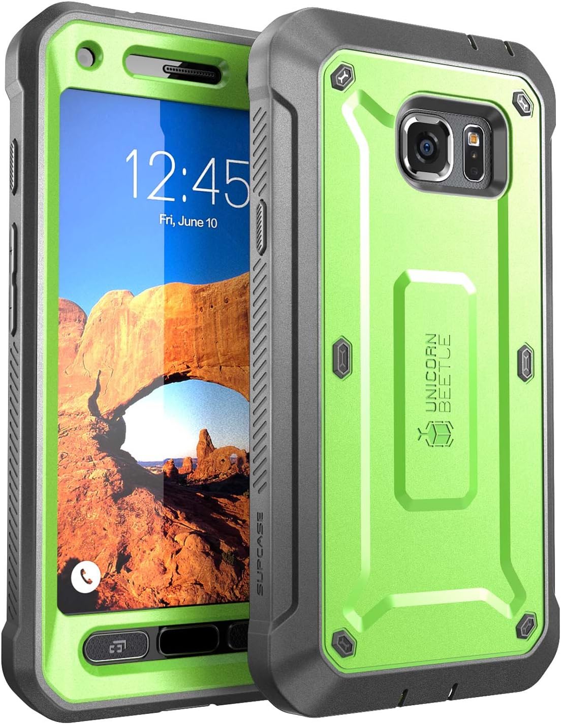 Galaxy S7 Active Case, SUPCASE Full-Body Rugged Holster Case with Built-in Screen Protector for Samsung Galaxy S7 Active, Unicorn Beetle PRO Series (Not Compatible with Galaxy S7) (Green/Gray)