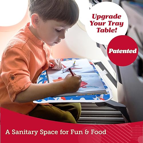 Miniatura 2 de Lusso Gear Funda de mesa con bandeja de avión para niños, bolsillos de almacenamiento para juguetes y aperitivos para niños, artículos esenciales de