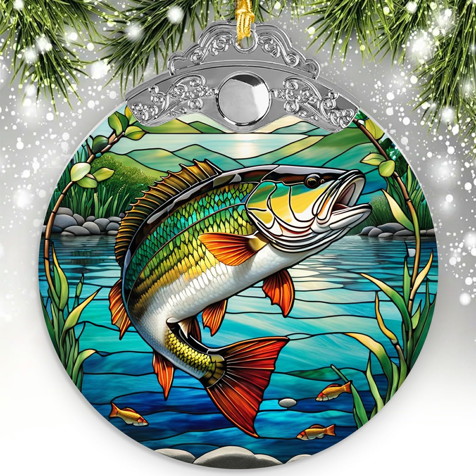 Bass Christmas Ornament,Bass Ornaments for Christmas Tree 2025 Merch Holiday Decor Keepsake Xmas Tree Ornaments Fish Gifts Farmhouse Living Room Home