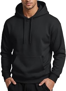 MAGCOMSEN Men's Casual Hoodies Fleece Lined Sweatshirts Drawstring Workout | Winter, Thermal, Thick, Kangaroo Pocket, Warm, Soft, Comfortable, Pullover, Elastic Cuffs, Work, Casual, Outdoor, Travel