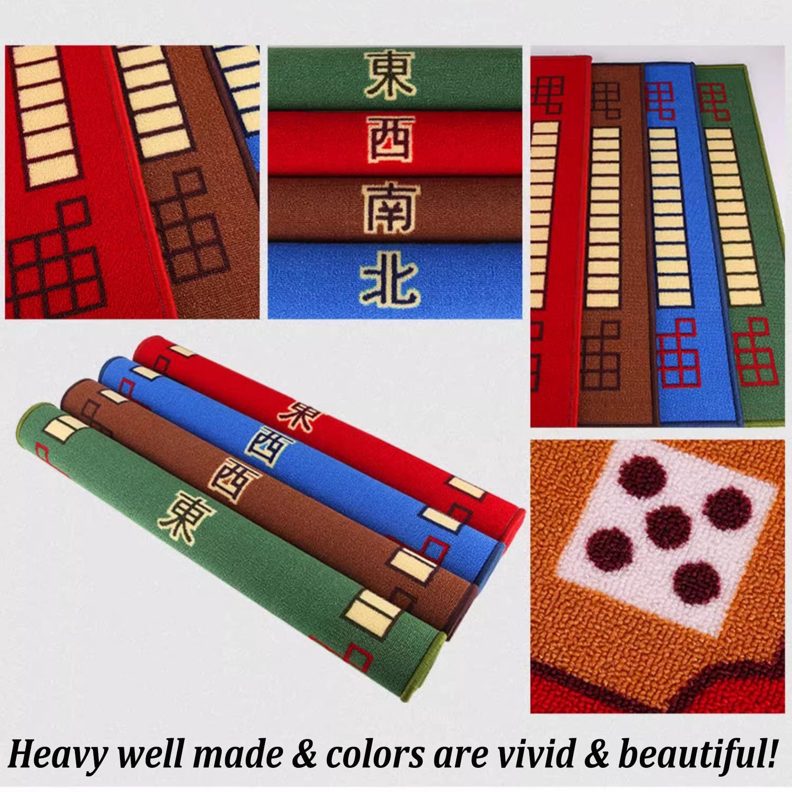 Mata Mahjong Mata na stół do gier Mahjong Poker Gry karciane Gry planszowe Gra kafelkowa Roll-up Mata do gier z torbą do przenoszenia (niebieska 34,7x34,7 cala)