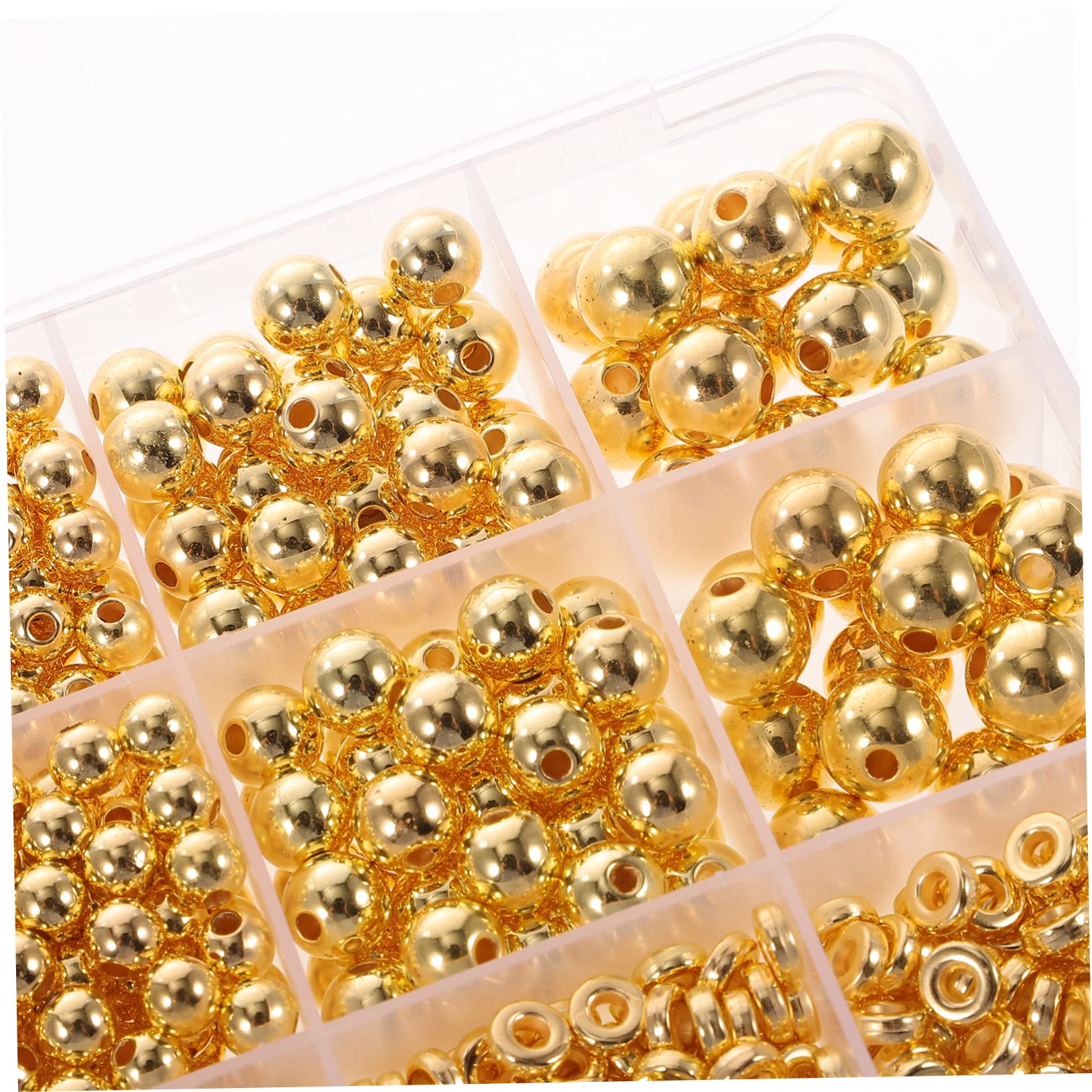 Angoily 3 Sätze Goldenes Perlenzubehör Armbänder Perlen Für Schmuckhersteller Schmuck Perlen Machen Uv Lose Perlen Abstandsperlen Zum Basteln Runde Lose Abstandsperlen Harz 1250 Stück * 3