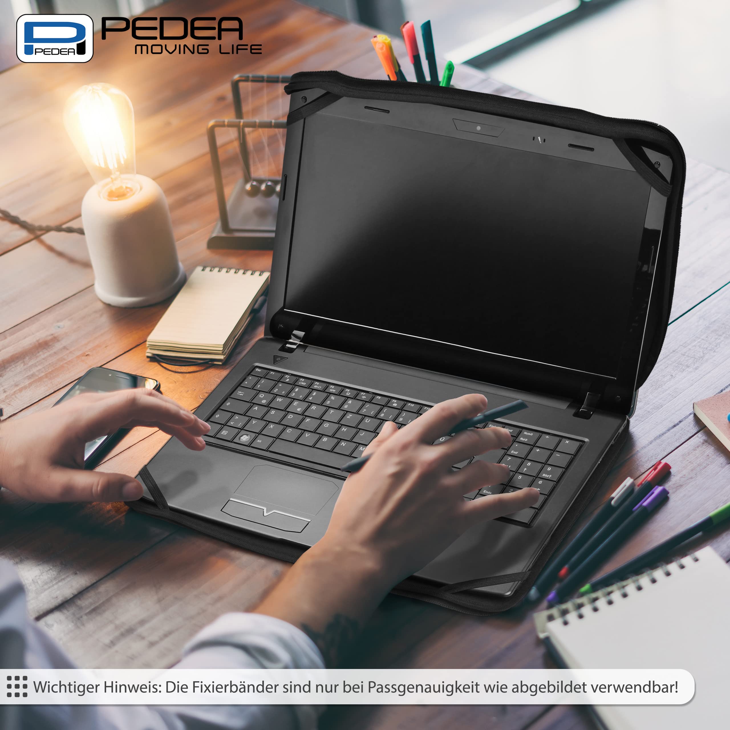 Pedea Etui na laptopa o przekątnej ekranu 14 cali z neoprenu - ochrona laptopa w kolorze czarnym - cienkie etui neoprenowe do bezpiecznego przechowywania - pokrowiec ochronny na laptopa - wodoodporny