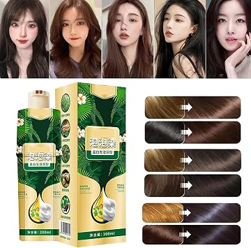 Bubble Plant Hair Dye Shampoo, 200ML Instant Hair Dye Shampoo, Natural Ingredients Hair Colour Shampoo for Gray Hair and Beard, Long Lasting Hair Dying Shampoo for Men & Women
