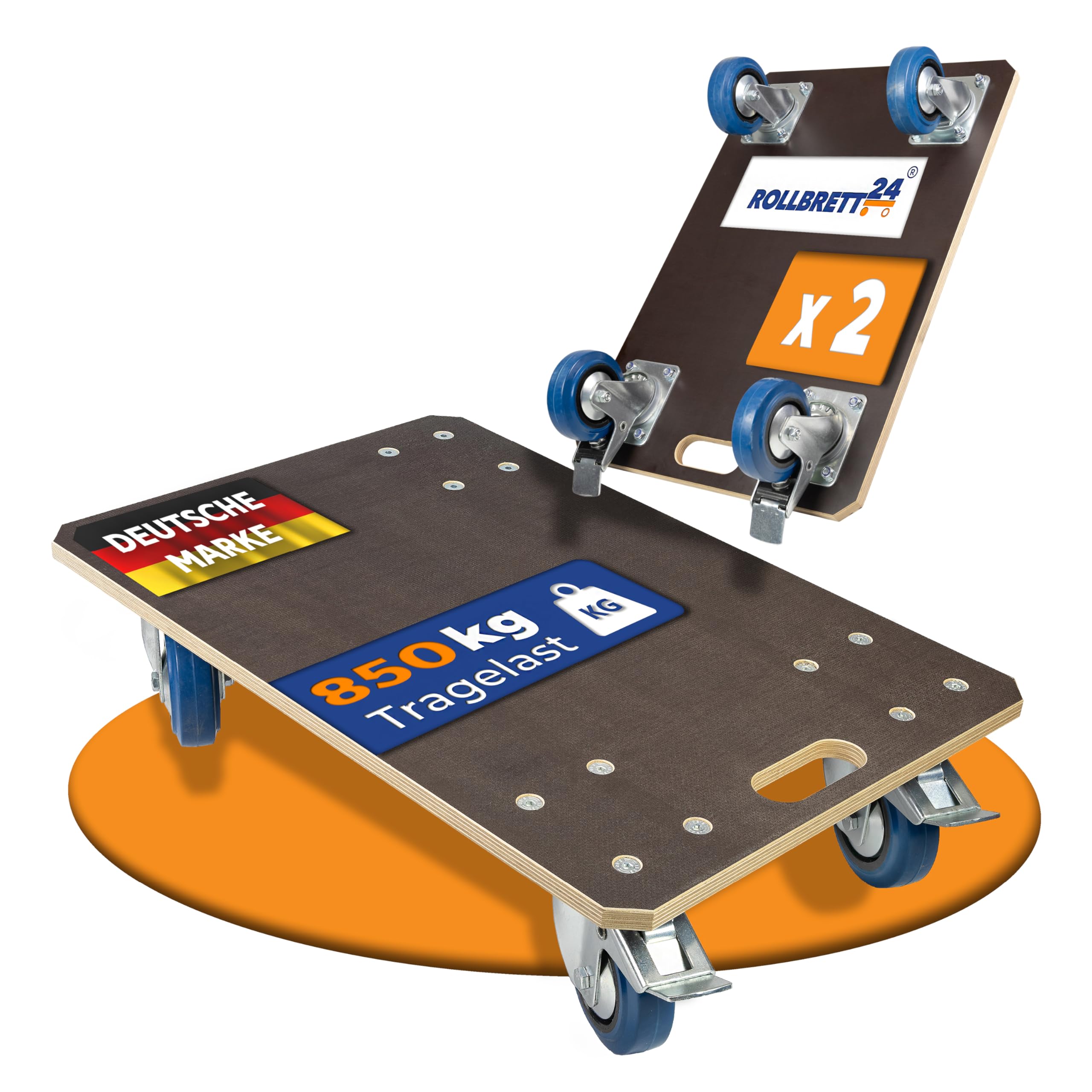 Expert – 2er-Set Transportroller 60x40 cm – 850 kg (1.700kg gesamt) Siebdruckplatte, PP-Räder, Rollbrett Möbelroller, Transporthilfe für Umzug, Möbel-Transport Rollwagen Möbelhund Roller