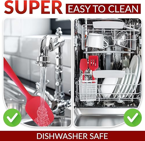 Miniatura 3 de MASUS Juego de 4 espátulas de silicona con espátulas de goma con un girador para sartenes antiadherentes, juego de espátulas de goma resistentes al