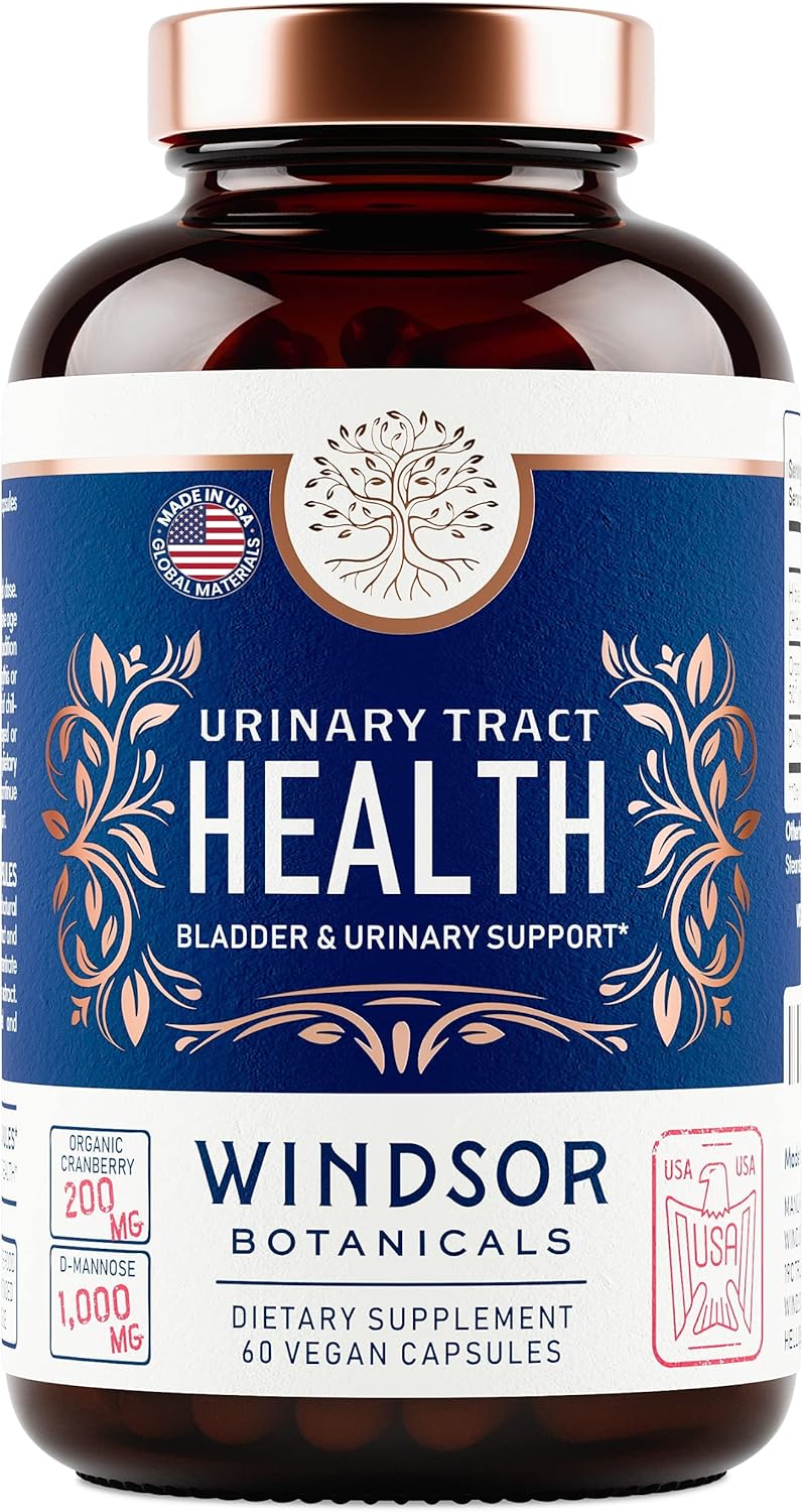 Urinary Tract Health Support Supplement - Windsor Botanicals High Bioavailability D-Mannose, Organic Cranberry, Hibiscus Bladder Wellness Formula for Men and Women - Non-GMO, 30 Day, 60 Vegan Capsules : Health & Household