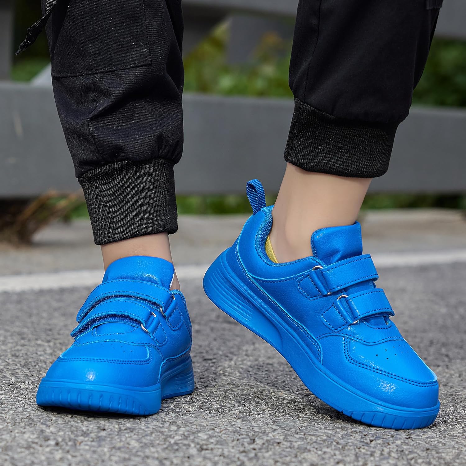 DSWED Unisex-Child Leather Lightweight Breathable Knit Athletic Running Sneakers for Kids Shoes for Boys Girls - Image 2