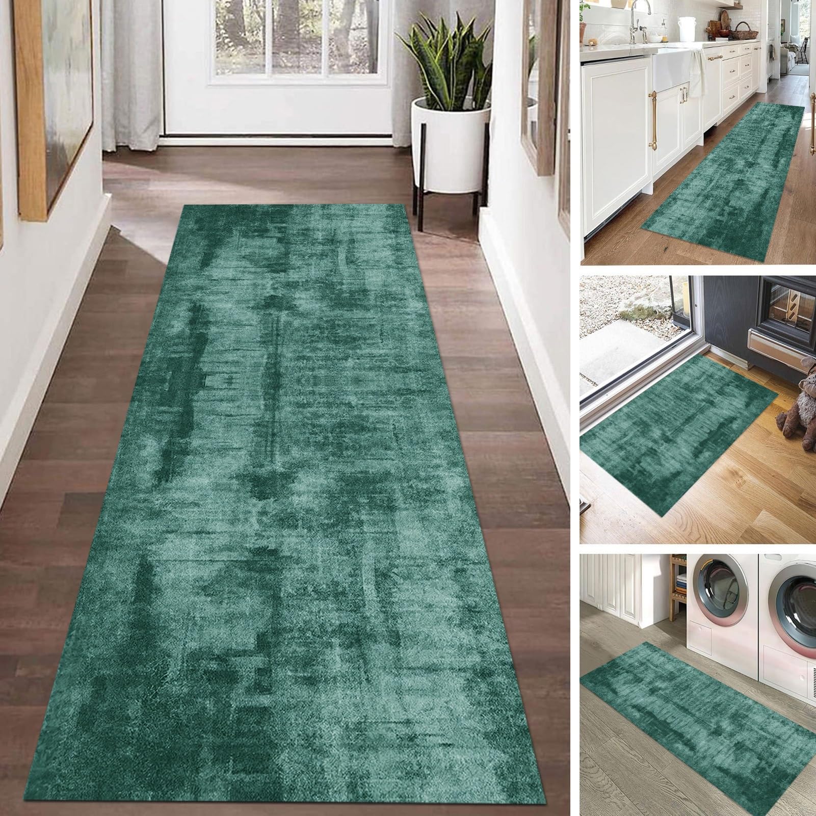 Long Runner Rug for Hallway, Green - 1.5m 2m 2.5m 3m 4.5m 6m | Non-Slip Washable Corridor Carpet Runners Kitchen Rugs Runners Carpet for Entryway Hall Laundry Room (Size : 60×250cm/2ft×8.2ft)