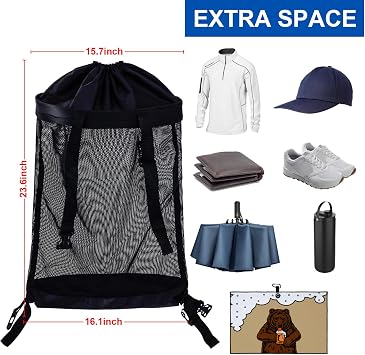 Golf Push Cart Storage Bag,Golf Cart Organizer, Push-Pull Golf Carts Backside Extension Storage Bag,Closure Push Cart Net Mesh Bag,Golf Push Cart Accessories