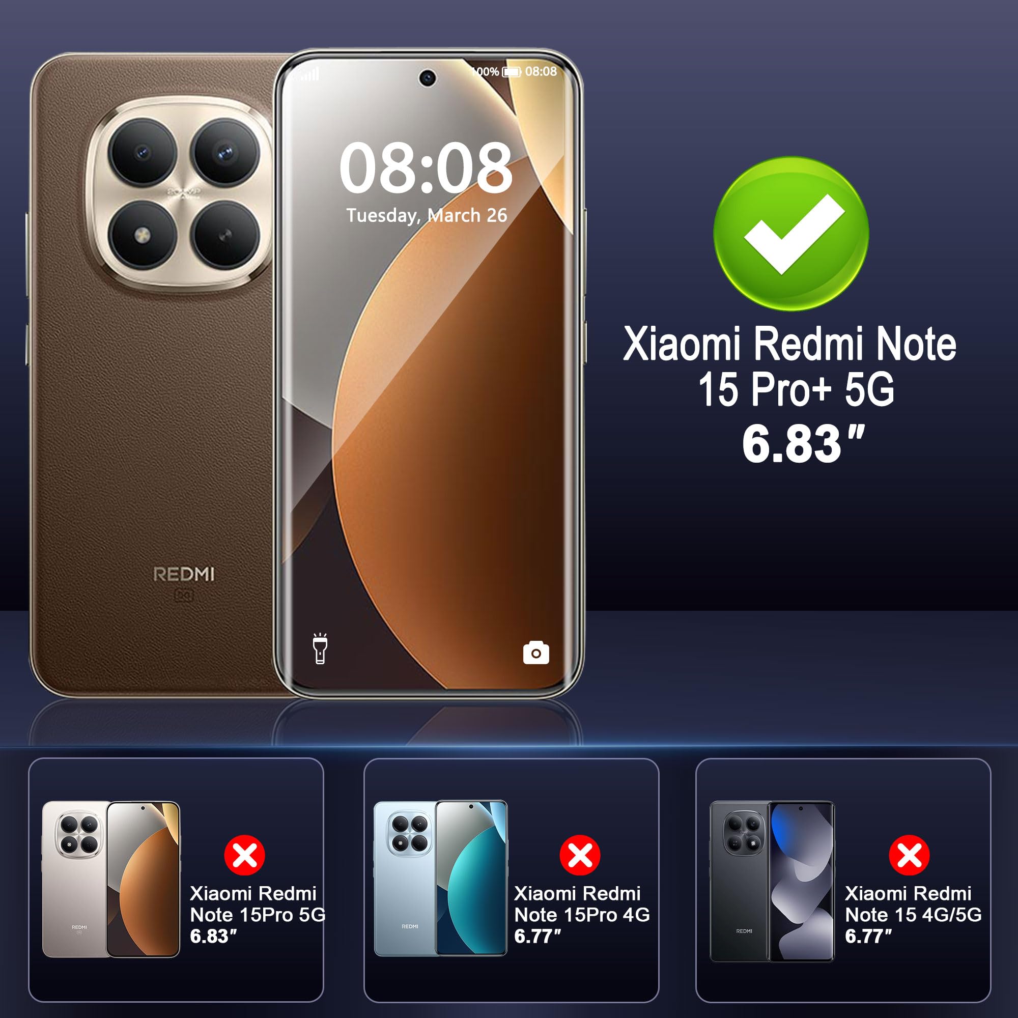QsmQam 3+3 Pezzi Pellicola Protettiva per Xiaomi Redmi Note 15 Pro+/15 Pro Plus 5G, 3 Pezzi Pellicola Protettiva TPU Flessibile[Non Vetro] e 3 Pezzi Pellicola Fotocamera, HD Trasparente