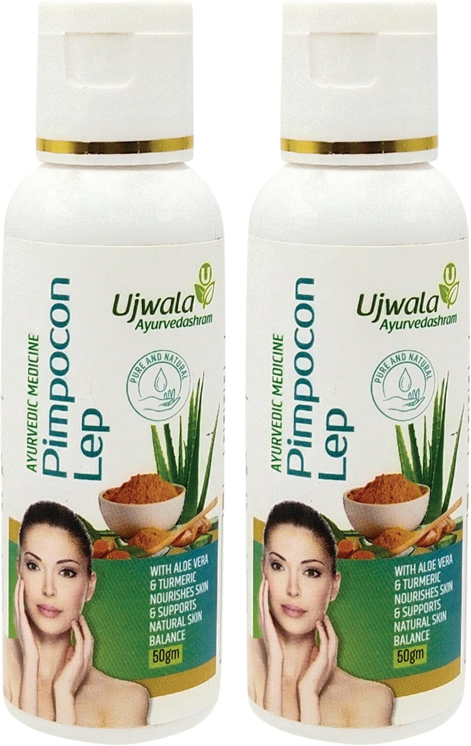 Ujwala Ayurvedashram Pimpocon Lep Pack Of 2 I Ayurvedic Lep For Pimples & Blemishes(50Gm), Gel