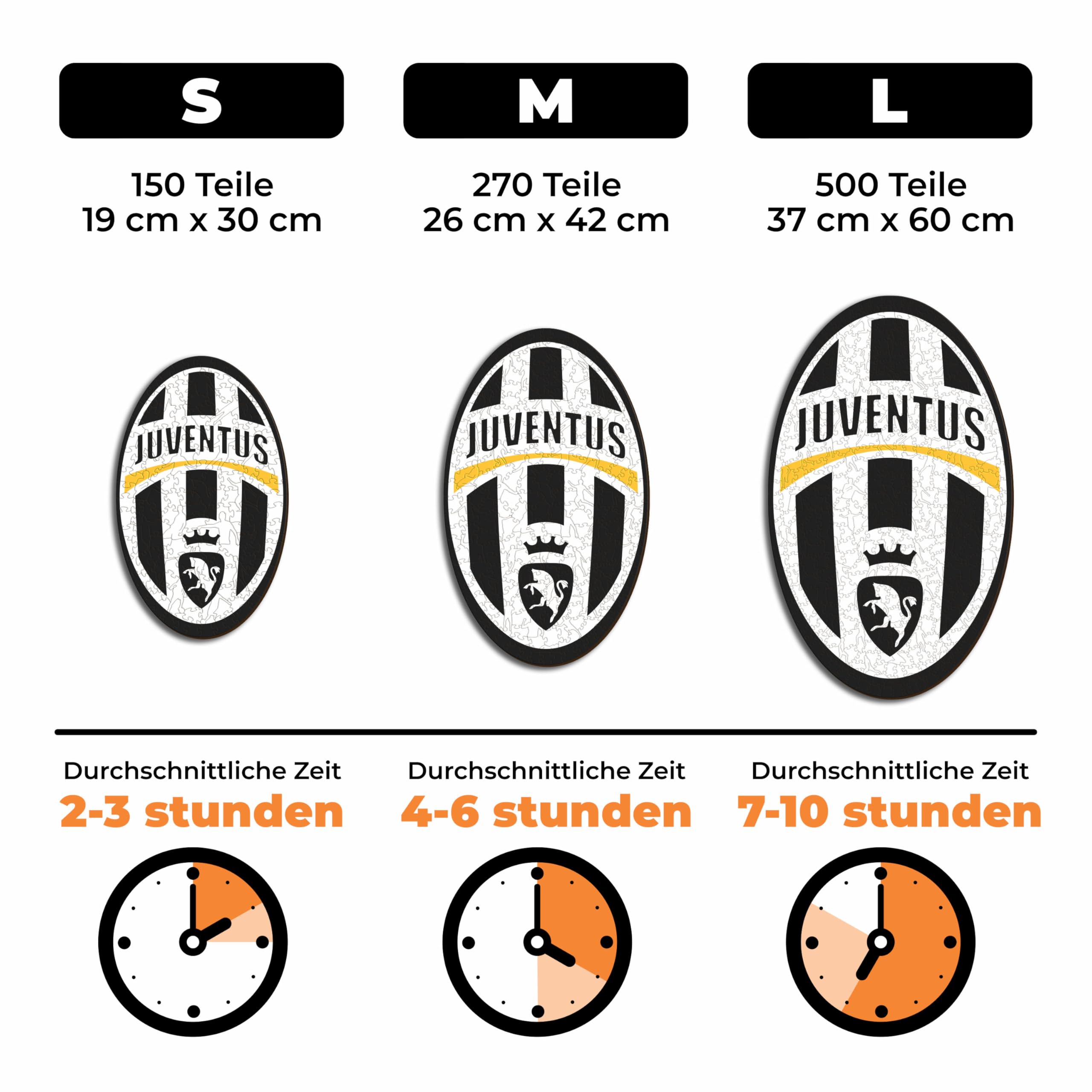 Iconic Puzzles - Juventus Retro Logo, offizielles Produkt, Holzpuzzle für Erwachsene und Kinder, 100% nachhaltiges Holz, Größe M, 250 Stück