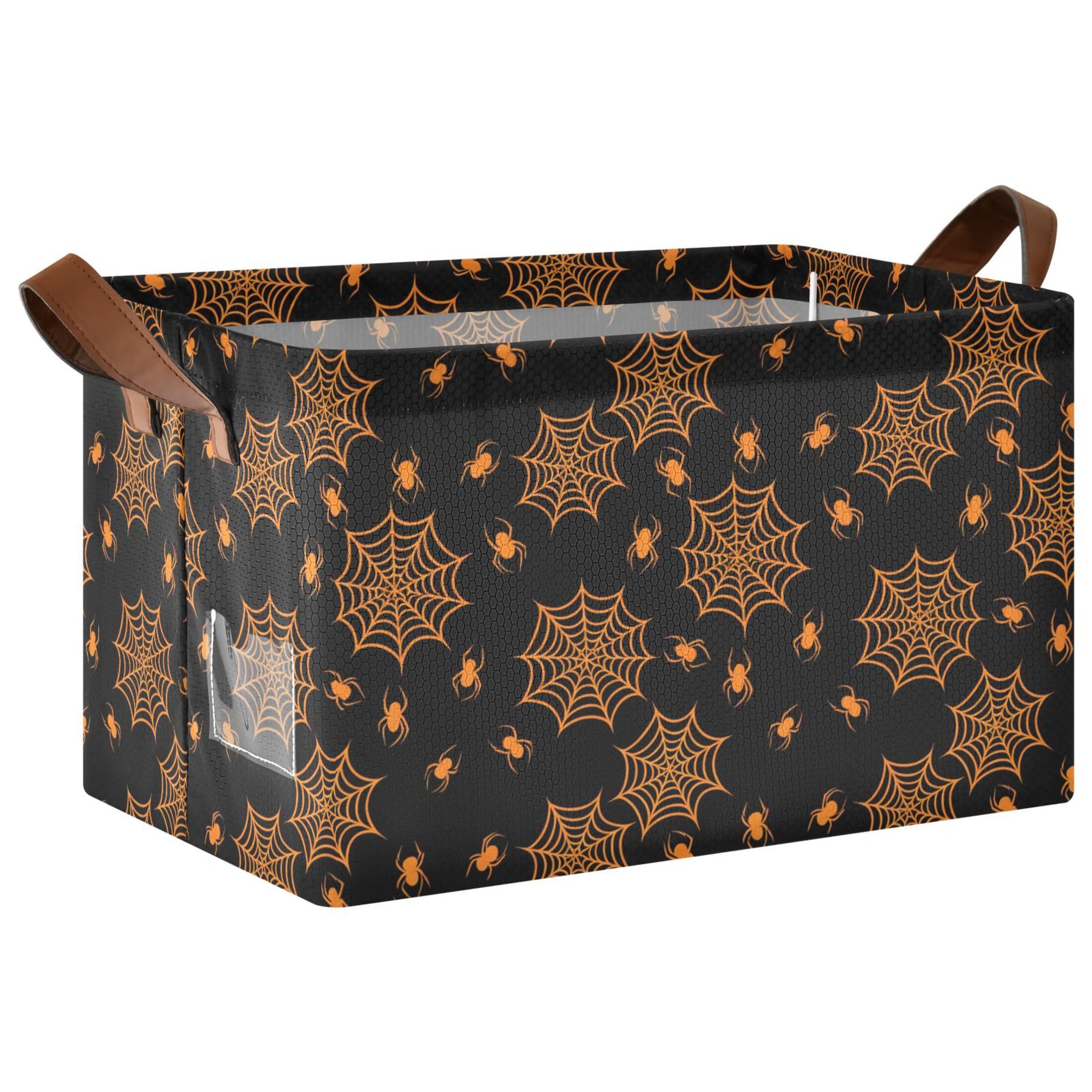 Kutsu Webs Foldable Storage Basket Collapsible Bin With Handles For Shelves