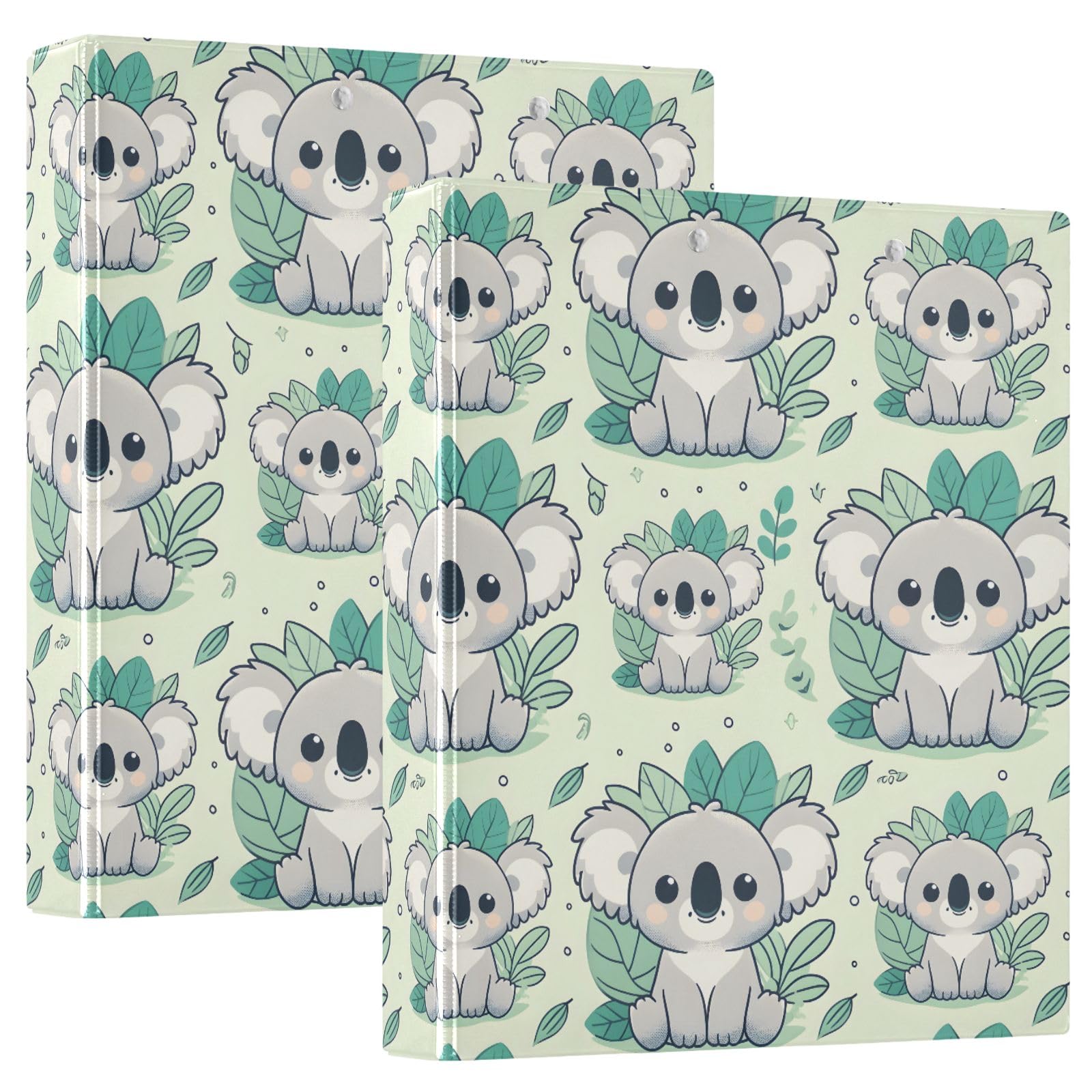 3 raccoglitori ad anelli simpatici cartone animato koala 3,8 cm raccoglitore ad anelli rotondi contiene 200 fogli interni tasche trasparenti per scrivere in ufficio e lavoro scolastico, confezione da