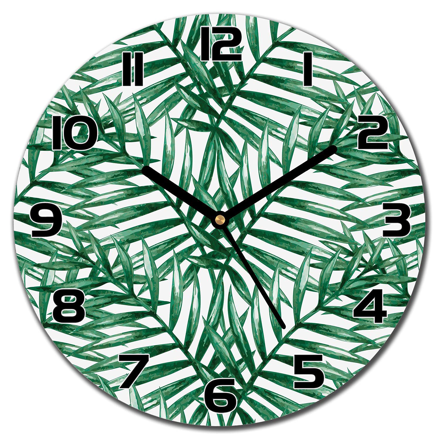 Horloge en Verre de Sécurité 30 cm Impression Haute Définition Feuille de Palme