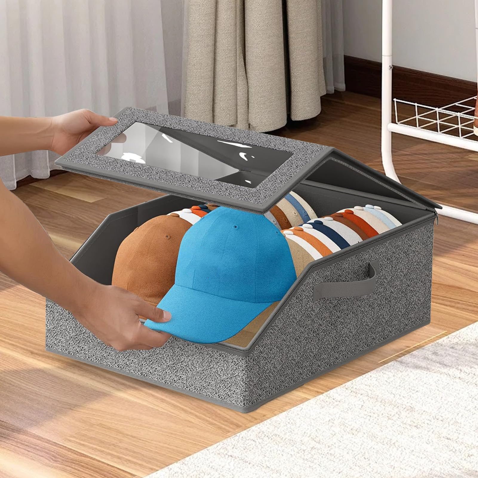 Cajas Para Sombreros Contenedor con Cremallera Resistente y Ventana