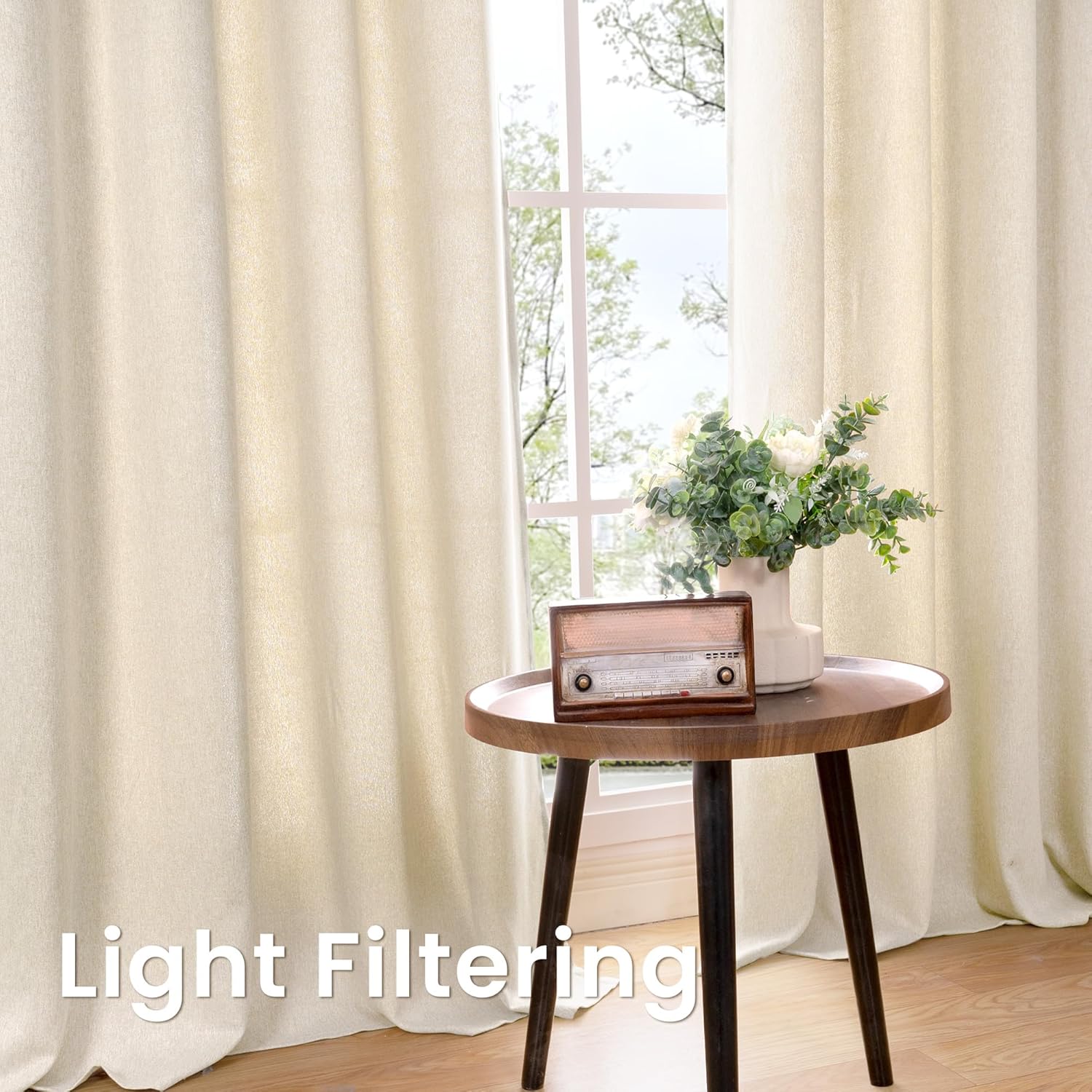 BGment Non See Through Linen Curtains for Living Room 84 Inch Length, Light Filtering Window Treatments with Grommet for Bedroom Farmhouse, 2 Panels, Each 52 Inch Wide
