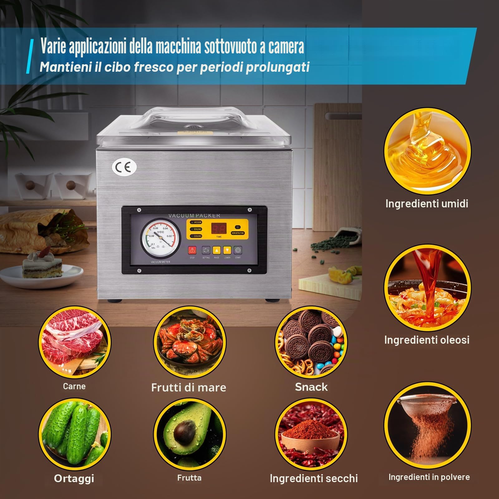 Macchina per sottovuoto con funzione 3 in 1, tra cui 1 rotolo di rotoli sottovuoto, 1 – 4 pezzi/min, potente e silenzioso, taglierina integrata