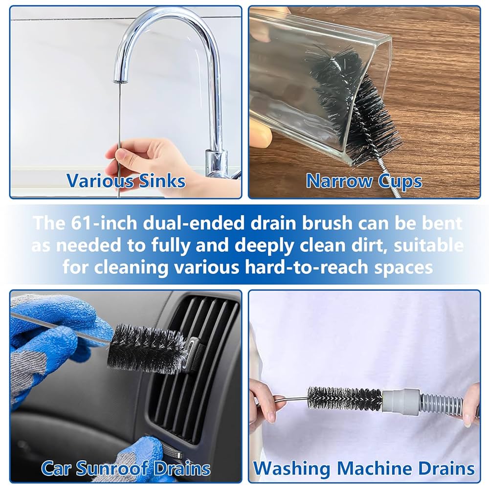 Drain Unblocker Hair Remover Pack Of 2 Stick Tool Sink Shower Bath Cleaner Snake | UK