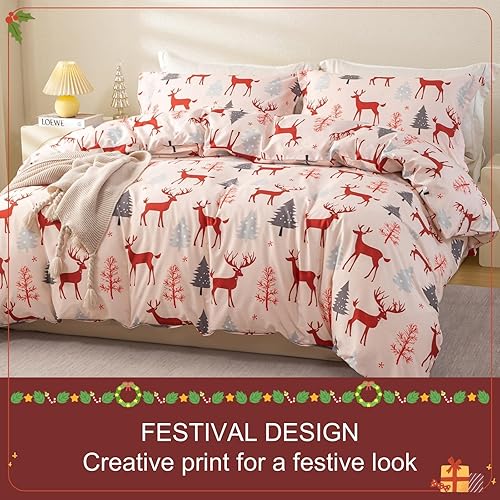 Miniatura 2 de OAITE Juego de funda de edredón, funda de edredón 100% algodón con patrón floral, juego de ropa de cama suave incluye 3 piezas (2 fundas de