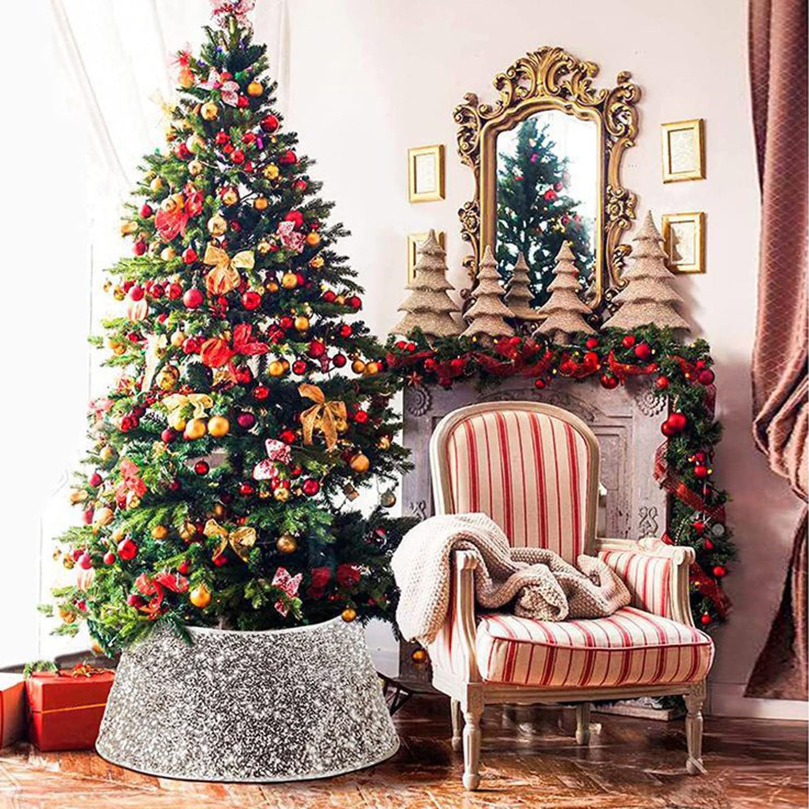 Gonna per albero di Natale rosa, 91 cm, con paillettes