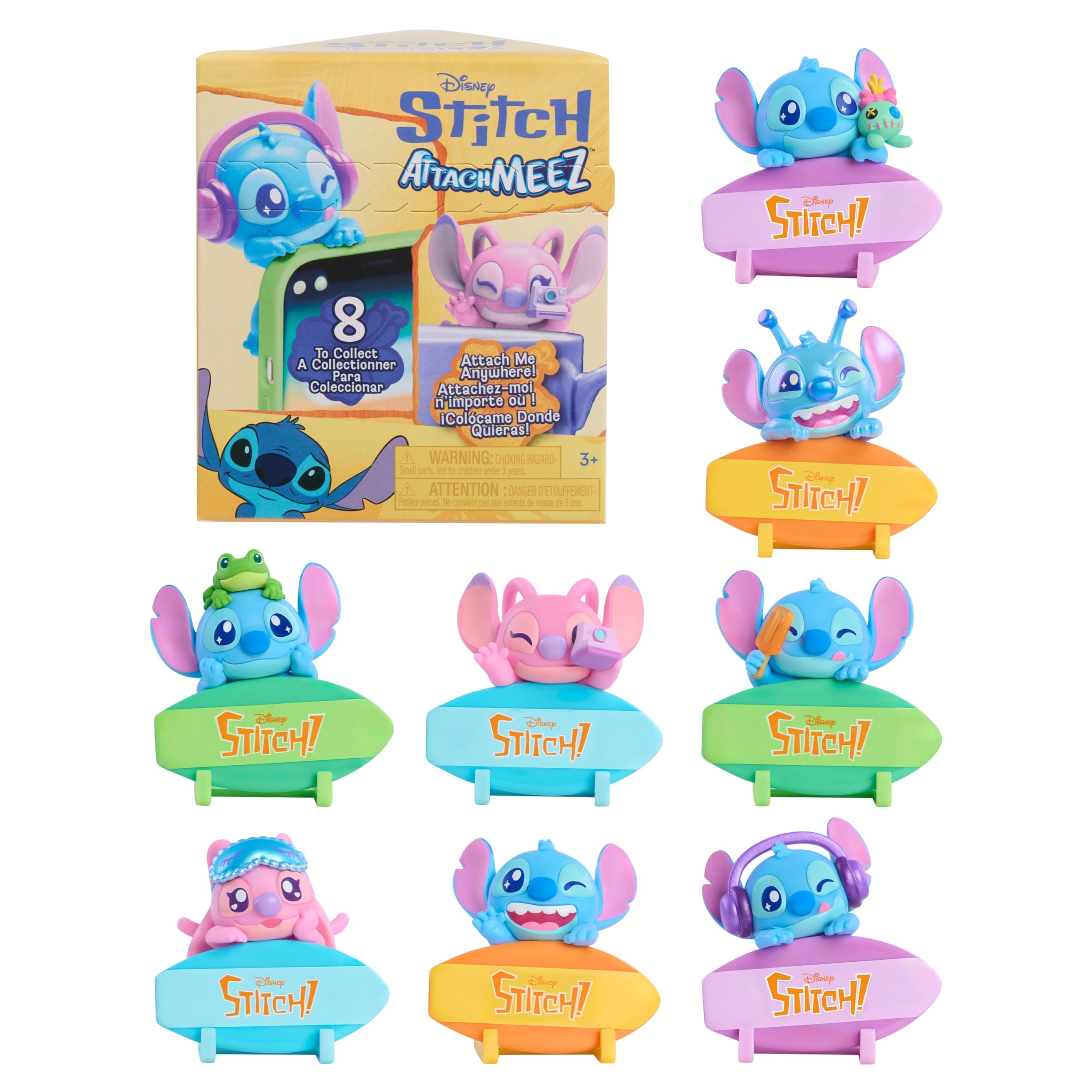Disney Figuras Stitch Attachmeez Coleccionable de 5 cm, Caja Sorpresa, se Sujeta a Tazas, Libros, Tablets y Más, Juguete para Fans, Coleccionistas y Niños a Partir de 3 Años, de Just Play