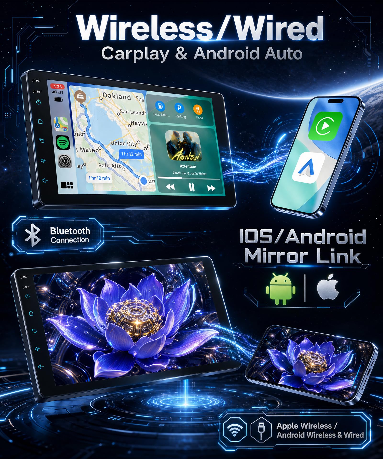 Rimoody Radio de Coche para Toyota Avensis T27 2008-2015 Inalámbrico Carplay Android Auto You-Tube Vi-Link Bluetooth FM/RDS DSP EQ, 9 Pulgadas Pantalla Táctil Radio Mirror Link USB SWC Cámara Trasera