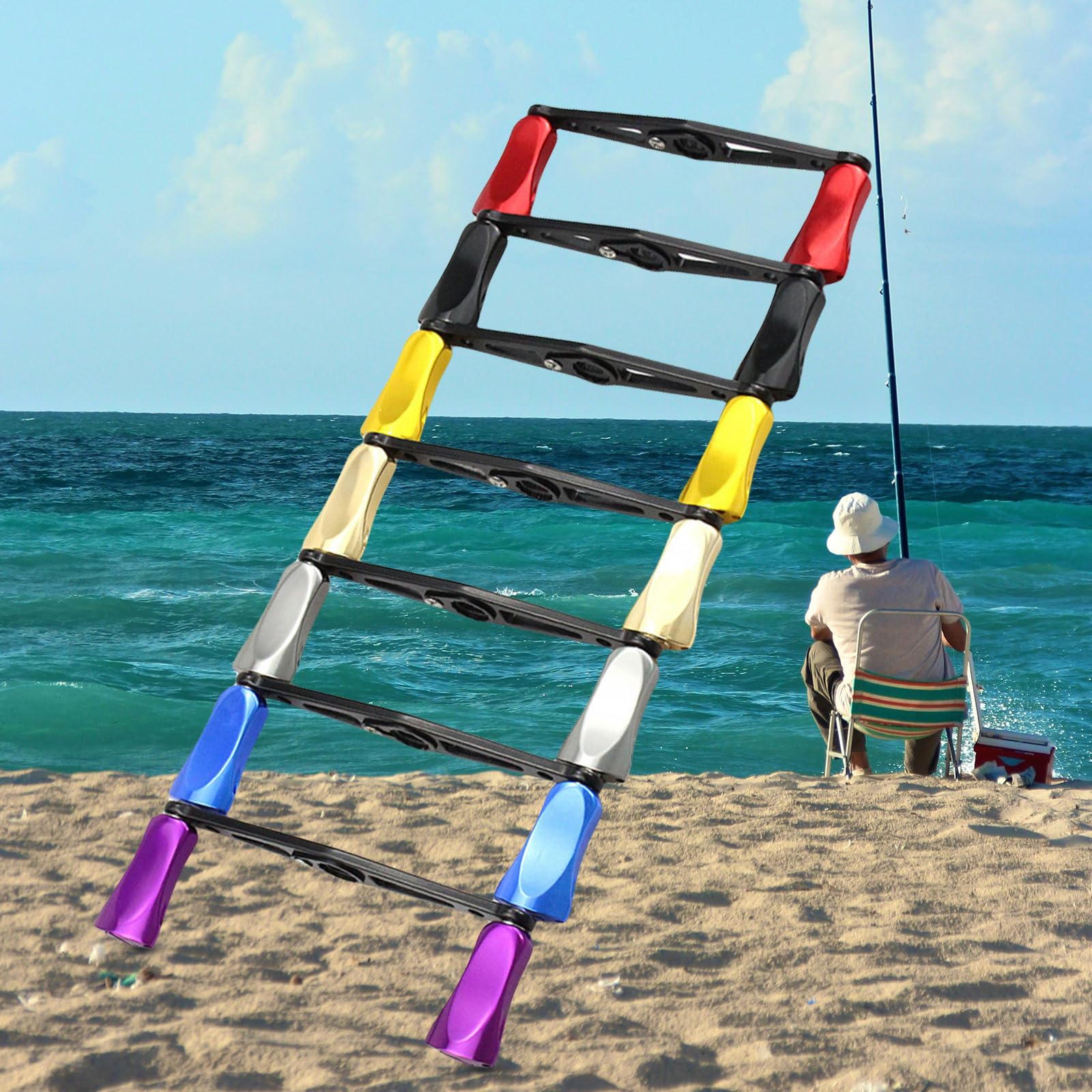 Moulinet de pêche, en alliage d'aluminium et en nylon, double bouton de