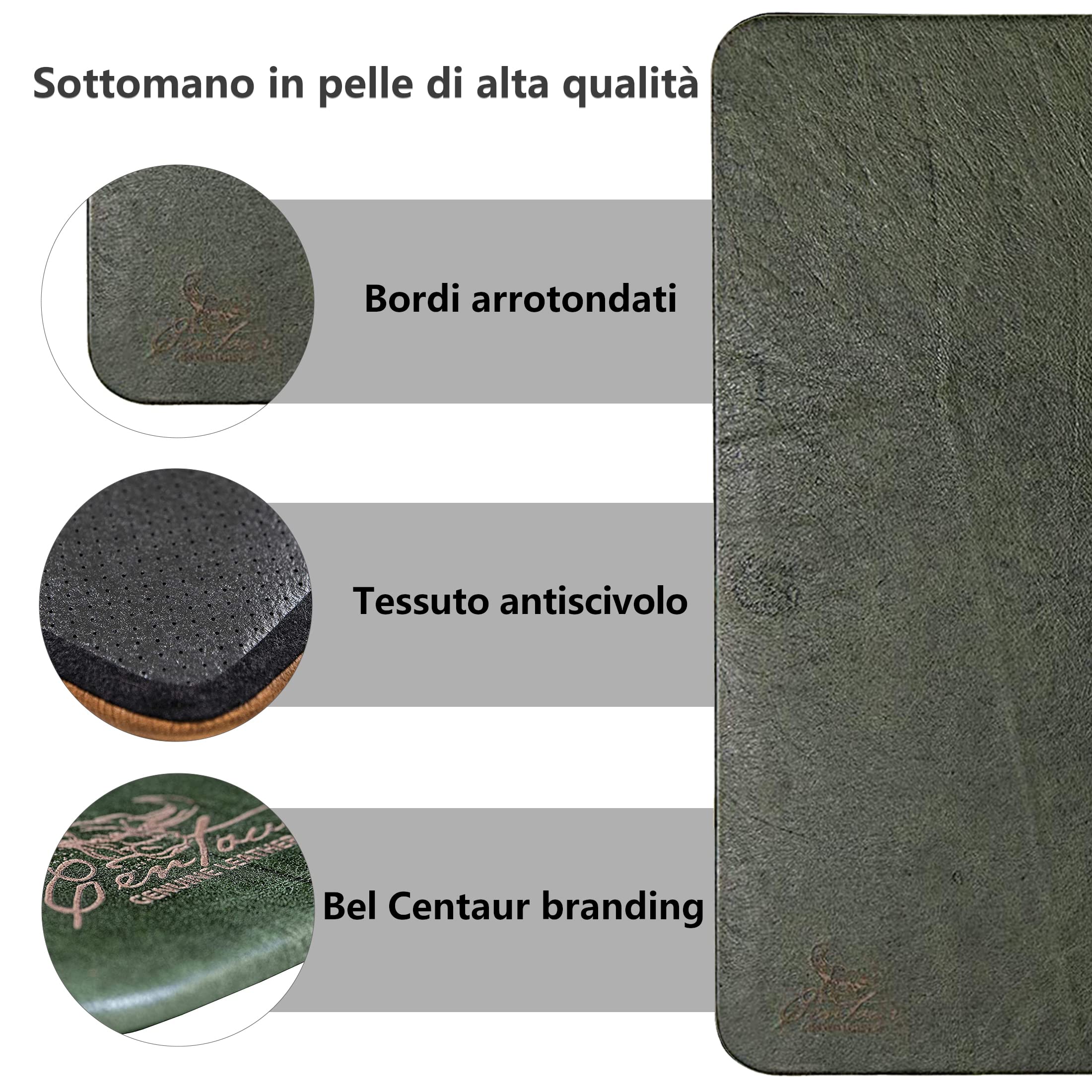 Centaur - Sottomano in pelle di alta qualità - verde smeraldo 70 x 50 cm - Ideale per l'ufficio e la casa - Sottomano di facile manutenzione - Fatto in Germania