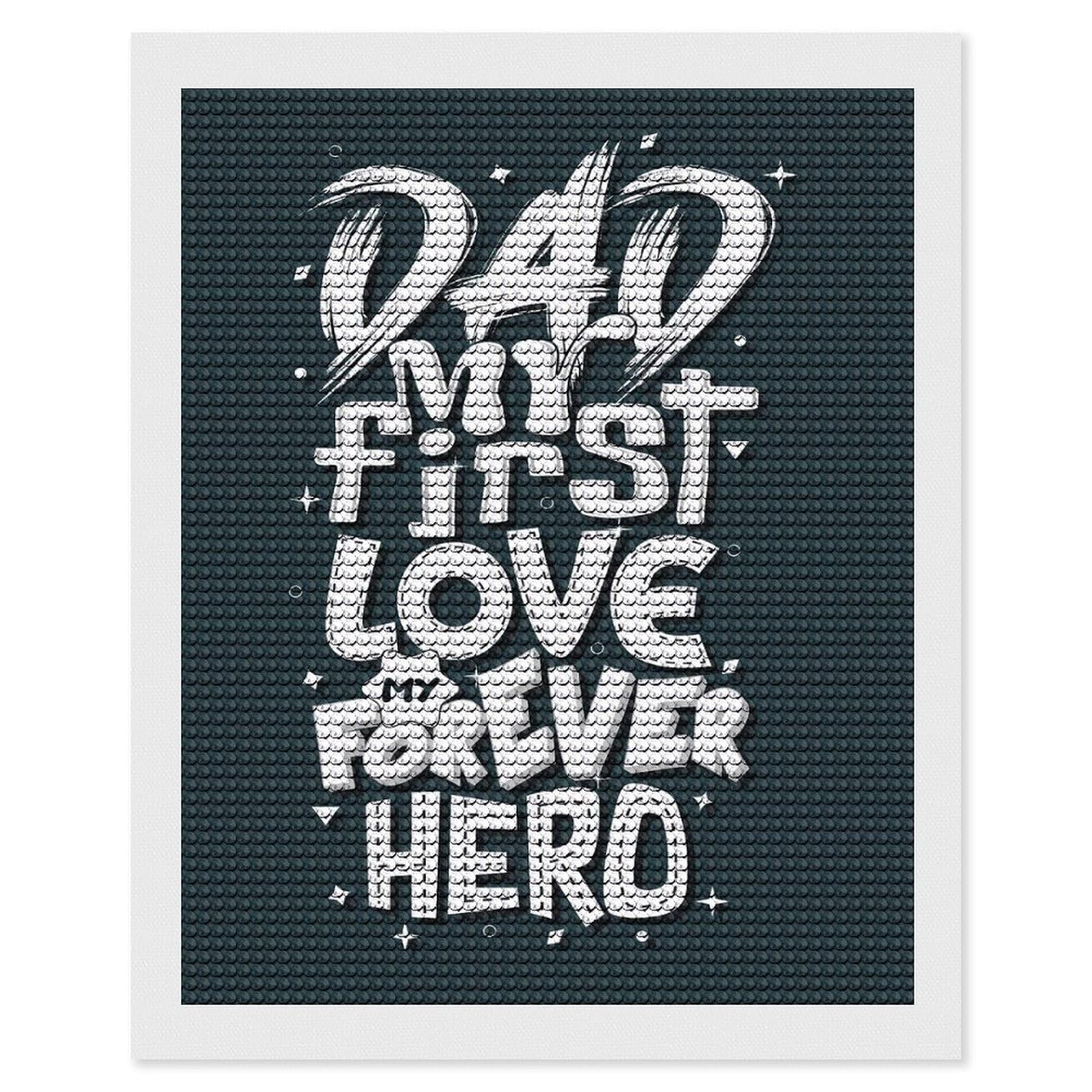 Junmoney Dad My First Love Diamond Painting Canvas Set 16"x20", with Tool Kit, Easy to Enjoy, Home Wall Decor, Thoughtful Handmade Gift