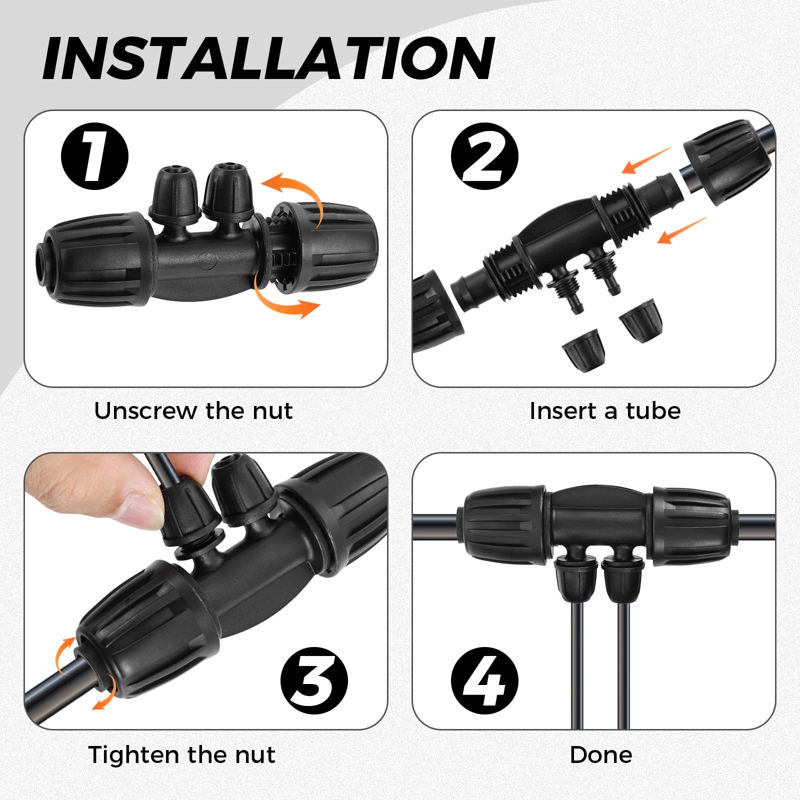 DRELD 20 raccordi a T spinati a 4 vie da 1/2" a 1/4" per tubi di irrigazione a goccia, raccordi per irrigazione a goccia, connettori a T spinati per tubi a goccia da 16 mm