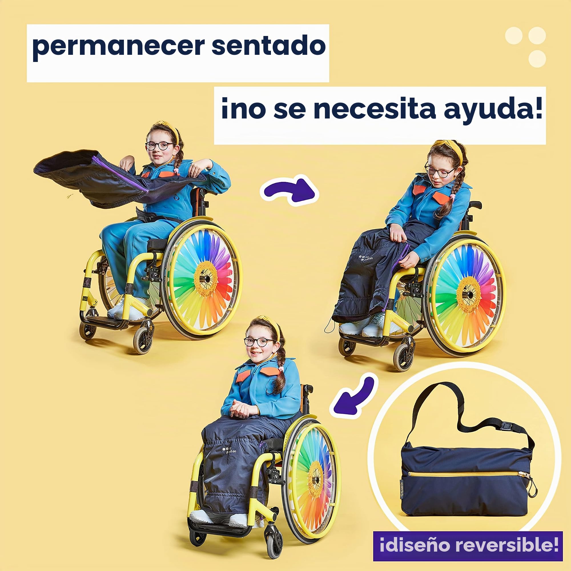 MyBlanket - Funda impermeable para silla de ruedas, ligera y compacta, adecuada para silla de ruedas eléctrica y manual, scooter de movilidad, protección de piernas, sin levantarse, azul medianoche