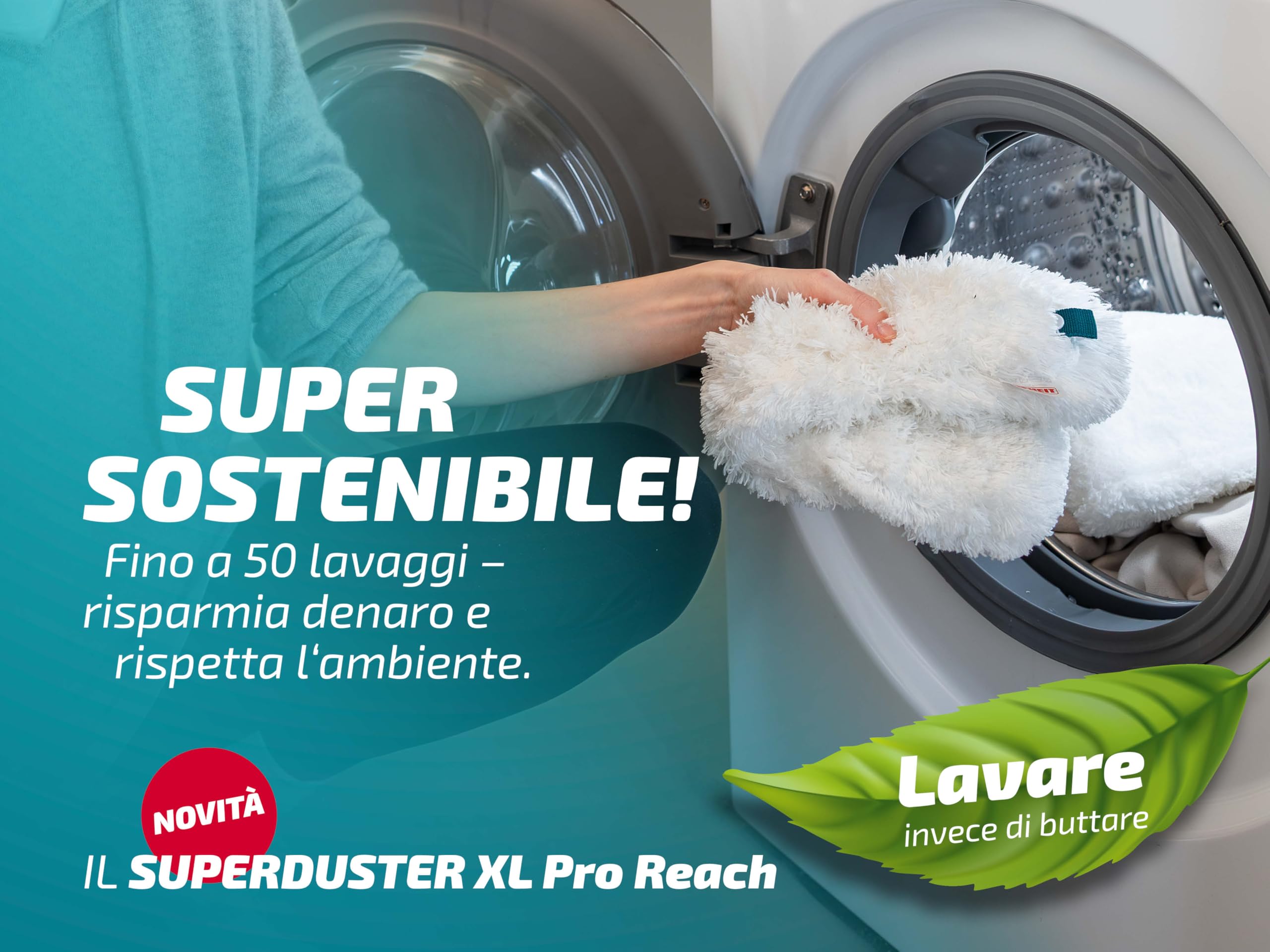 Leifheit SUPERDUSTER XL Pro Reach Set, spolverino lungo estensibile con manico lungo 43 cm, lavabile fino a 50 volte, microfibra, spolverino telescopico, lavabile, non da buttare