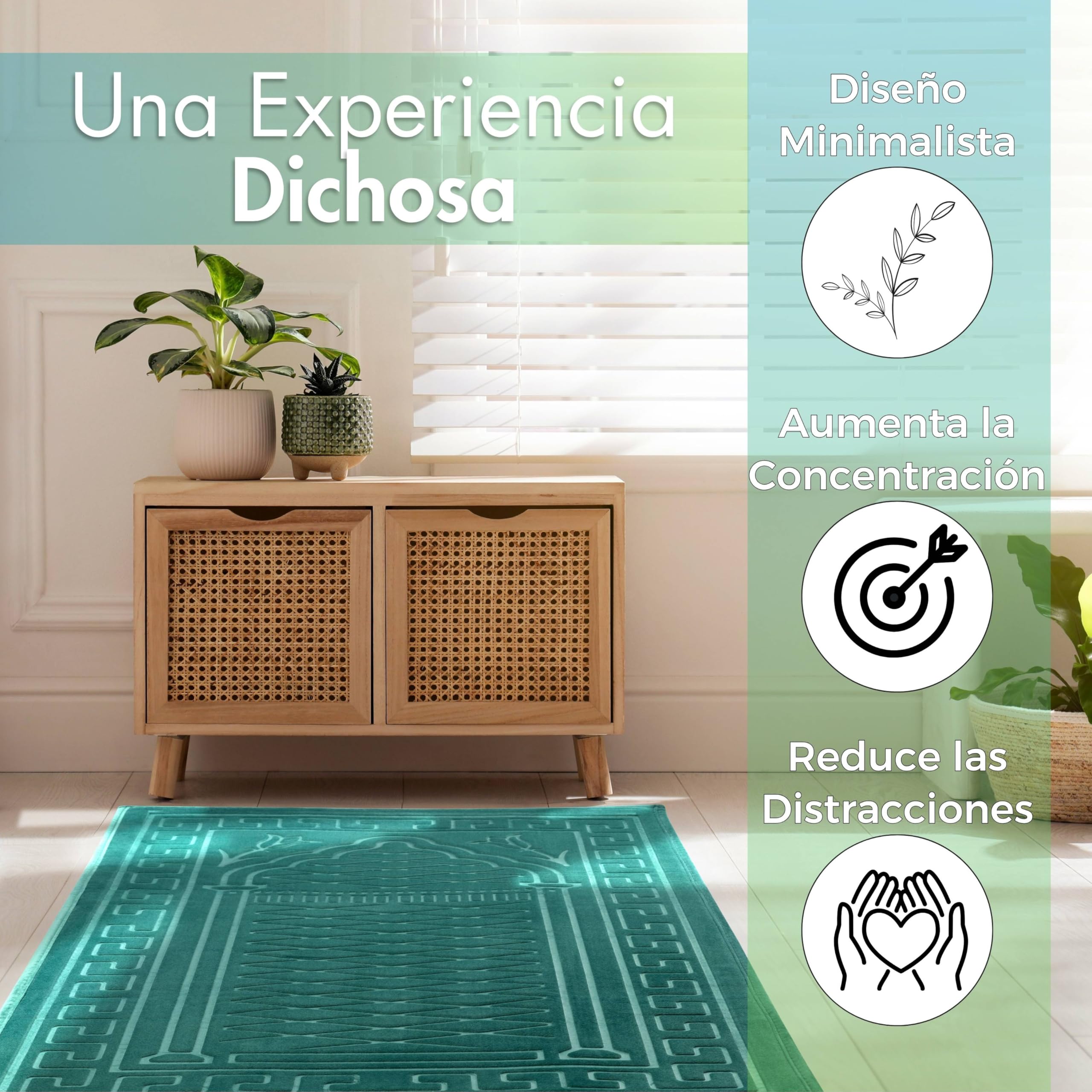 Sacred Artisans Alfombra de Rezo Islam Regalos para Musulmanes | Alfombra de Oración Musulmana Acolchada de Terciopelo Suave para Salah Ramadán Eid Hajj Viaje (Verde)