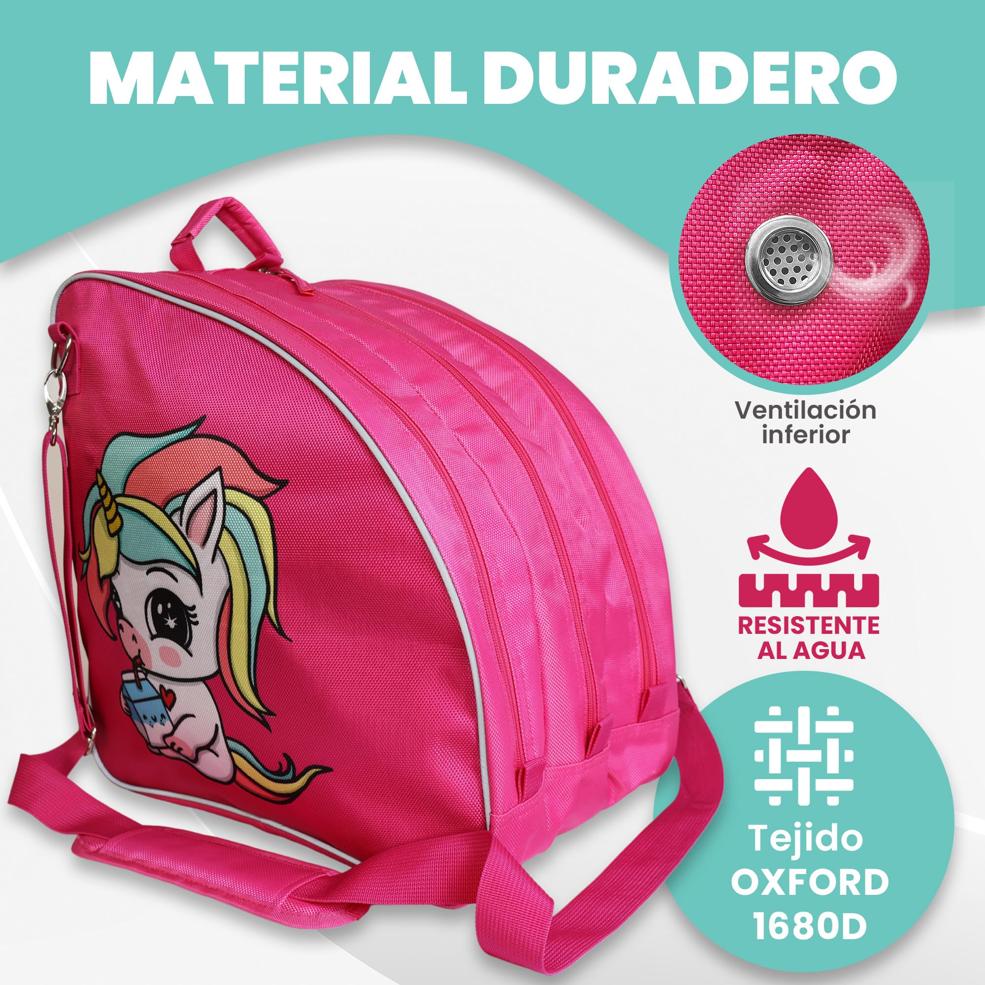 Bolsa para Patines Niña Mochila 4 Ruedas y en Línea Ajustable Transpirable Reflectante