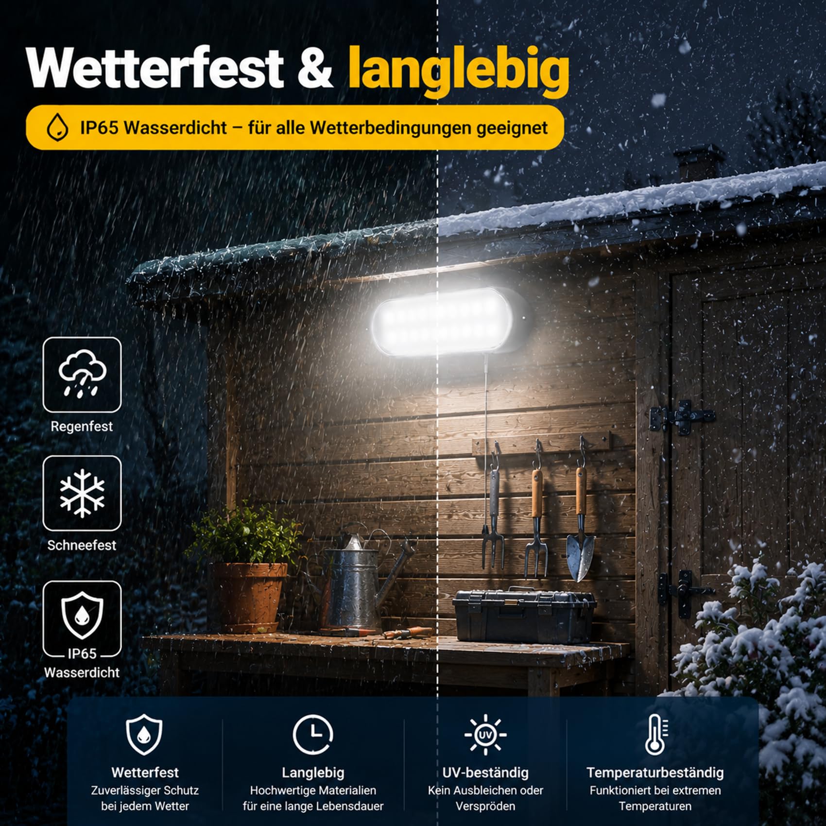 ChunHee Solar-Hängelampe IP65 Wasserdicht 20LED mit String Control für Innen Außen Garten Garage Terrasse (Kalt x2)