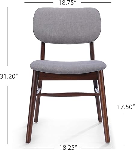 Miniatura 3 de Christopher Knight Home Colette - Sillas de comedor de tela con acabado de nogal, juego de 2 piezas, gris claro y nogal