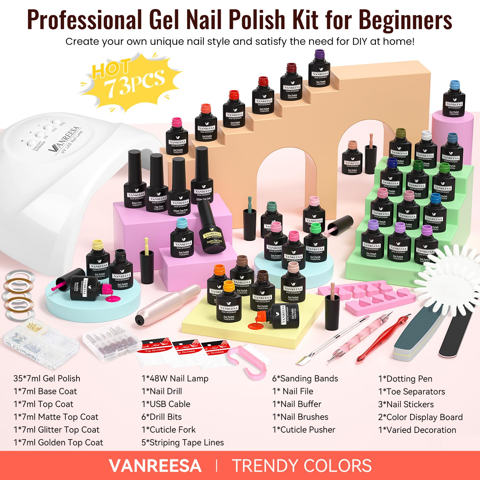 VANREESA Gel Nail Polish Kit for DIY Manicures