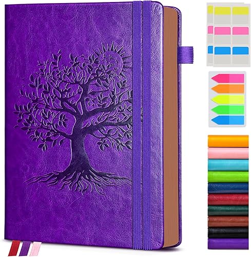 Vista 21 de Diario vintage de cuero con 300 páginas numeradas, diario rayado A4 para hombres y mujeres, diarios para escribir, cuaderno de rayas universitarias