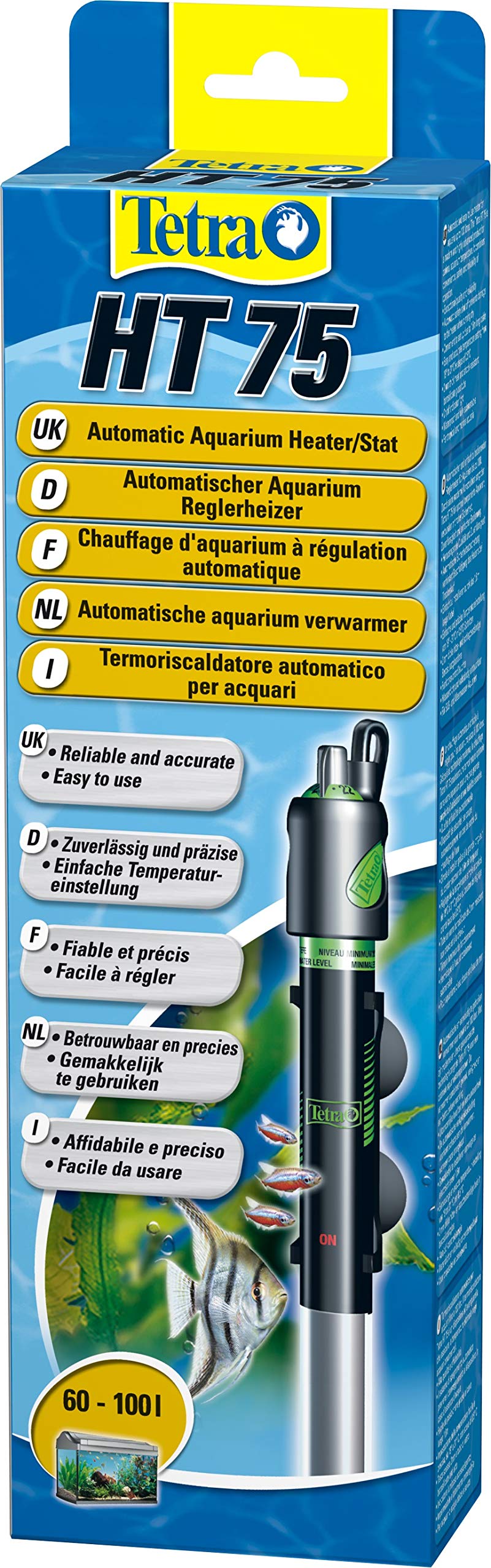 Tetra HT 75 - Potente calentador de acuario para cubrir diferentes niveles de potencia con el mando de ajuste de temperatura