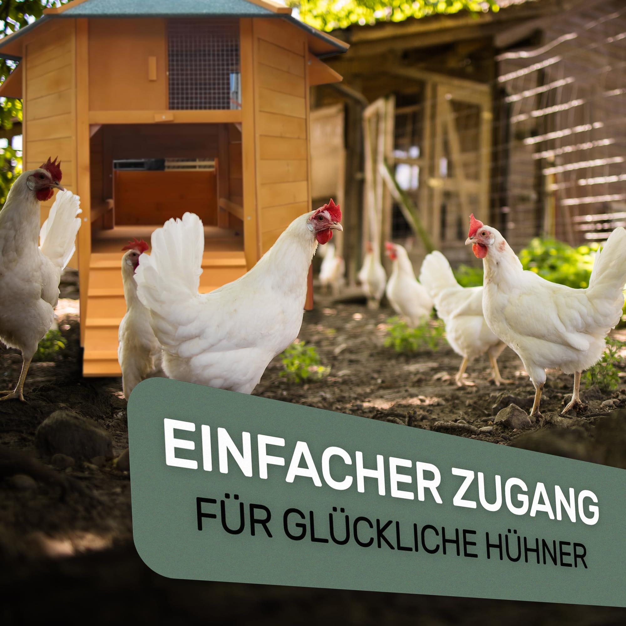 Melko Hühnerstall Hühnerhaus 6-Eck für 5-8 Hühner 131x125 cm Massivholz | mit Nistkasten, Rampe und Sitzstangen, wetterfeste Teerpappe, Dach aufklappbar zur Eientnahme, auch für Wachteln und Enten