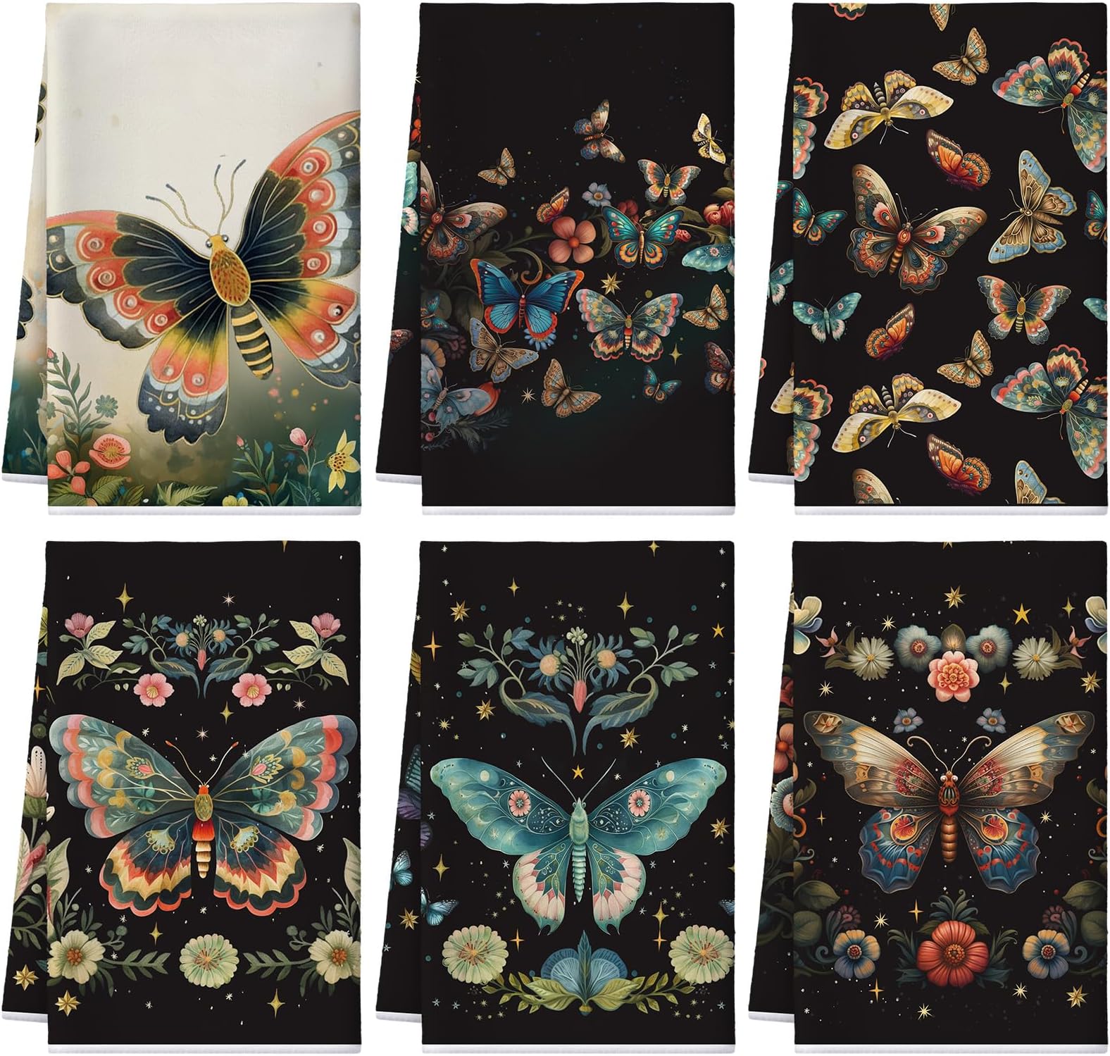 Gold And Pink Butterfly Kitchen Towels - 16x24 Inch Aesthetic Hand Towels For Preppy Girly Decor