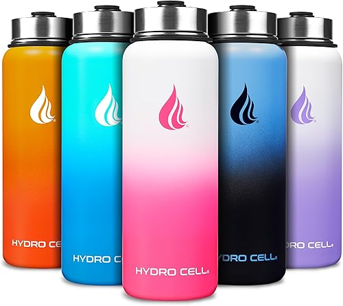 Miniatura 31 de HYDRO CELL Botella de agua aislada de acero inoxidable con pajilla, para bebidas frías y calientes, frasco de vacío de metal con tapa de rosca y