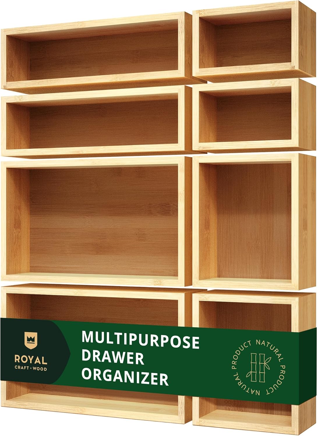 ROYAL CRAFT WOOD Bamboo Jewelry Organizer Box & Chests Set – Versatile Storage Solution for Makeup, Jewelry, and Bathroom Essentials (8 Boxes)