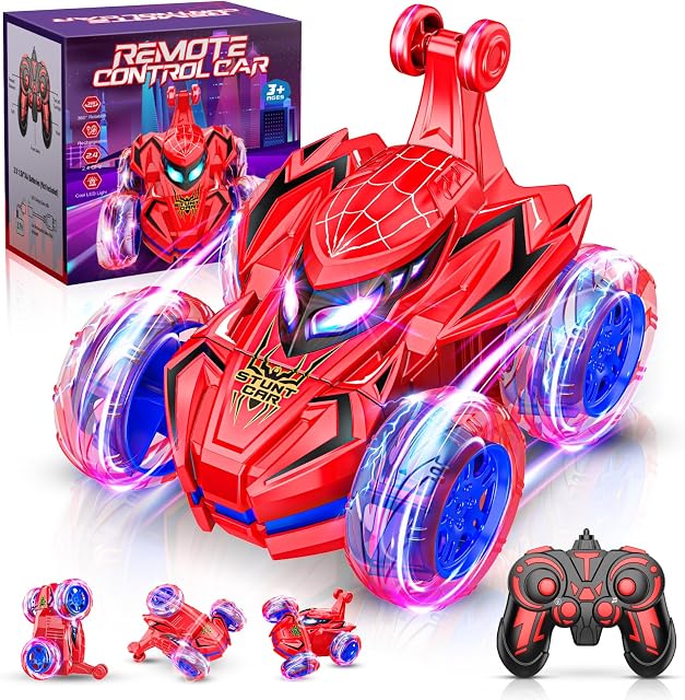 Spider Remote Control Cars for Kids,decked Car Toys Stunt Car Toy for Boys Age 3-9 Remote Control Car for Kids 4-8 Year Old Easter Birthday Gifts for Boys 3-5 Years Old Girls