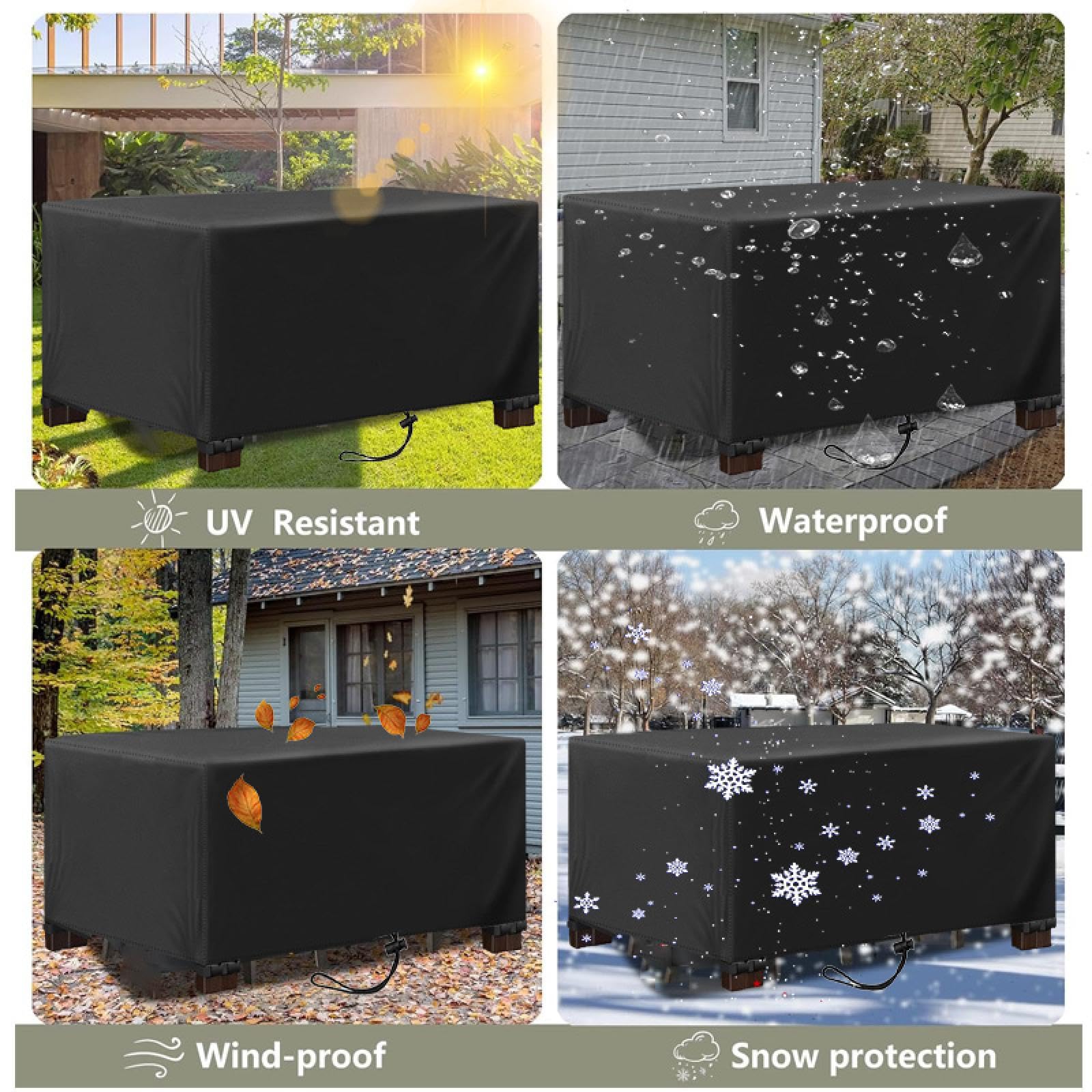 Funda Impermeable Para Muebles De Patio - Cubre Mesa De Café Rectangular 48" X 28" X 13", Tela 500D Resistente, Color Gris